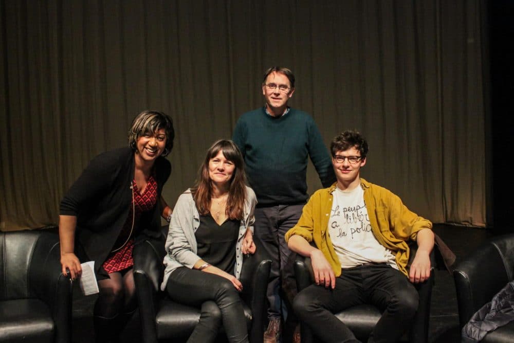 (left to right) Masterclass host Trish Adudu with producer Ella Kelly, director Ian Barber and Patrick Walshe McBride who plays Sebastian in the show