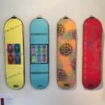 Various colourful skateboard designs.