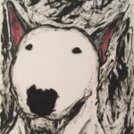 Stylised painting of a bull terrier.