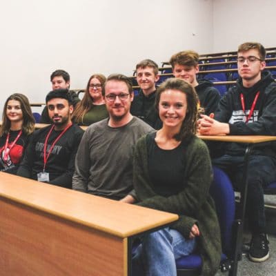 students pictured with Matthew and Tori