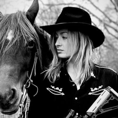 horse and Jodi wearing hat