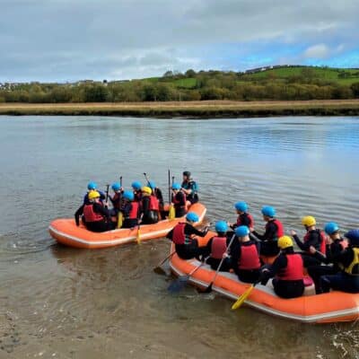 Students rafting on a trip from Stratford-upon-Avon College