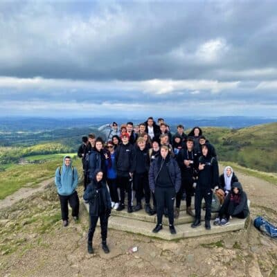Group of students on Malvern hike on Stratford-upon-Avon college trip