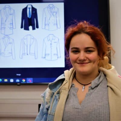 Seren Millie with her Menswear design