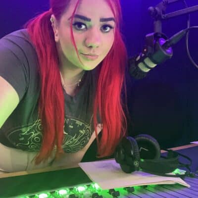 Becca in radio studio