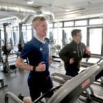 Stratford-upon-Avon College student uses treadmill.