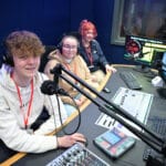 Media students working in a television gallery at Stratford-upon-Avon College.
