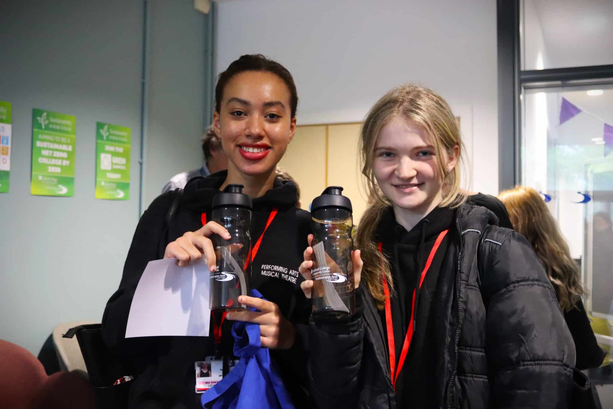 Students with bottles