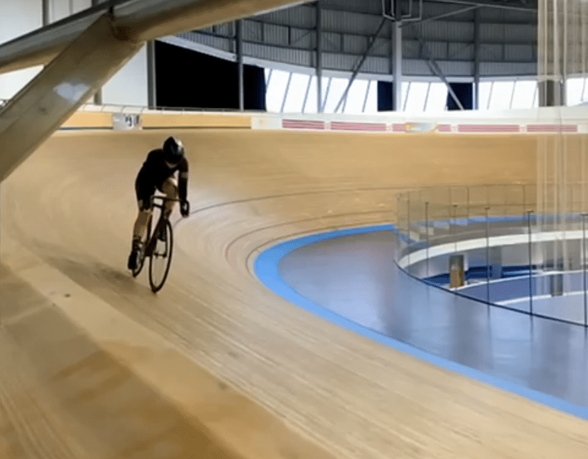 Imogen cycling at the Derby Velodrome