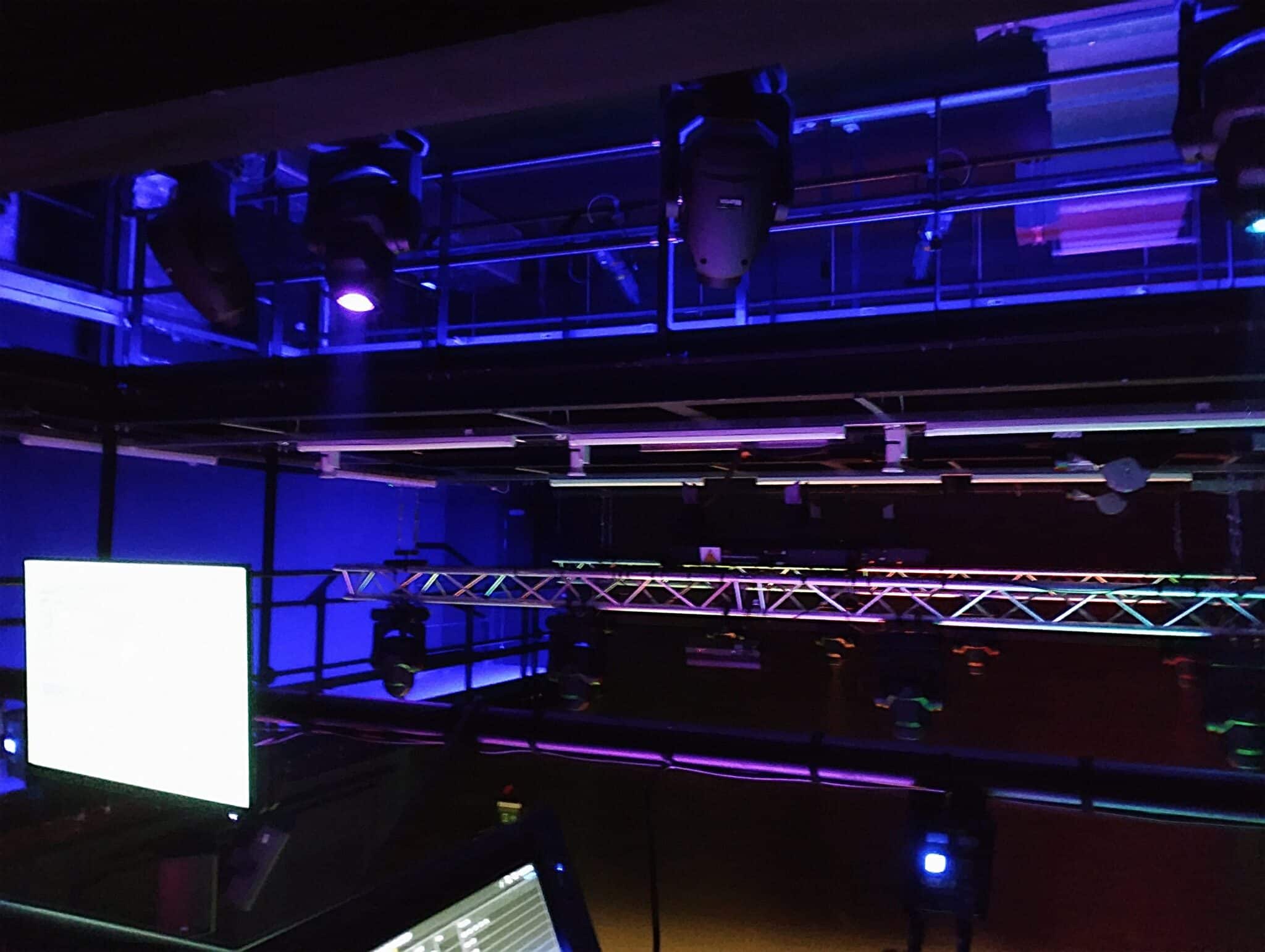 Lighting rigs in a theatre