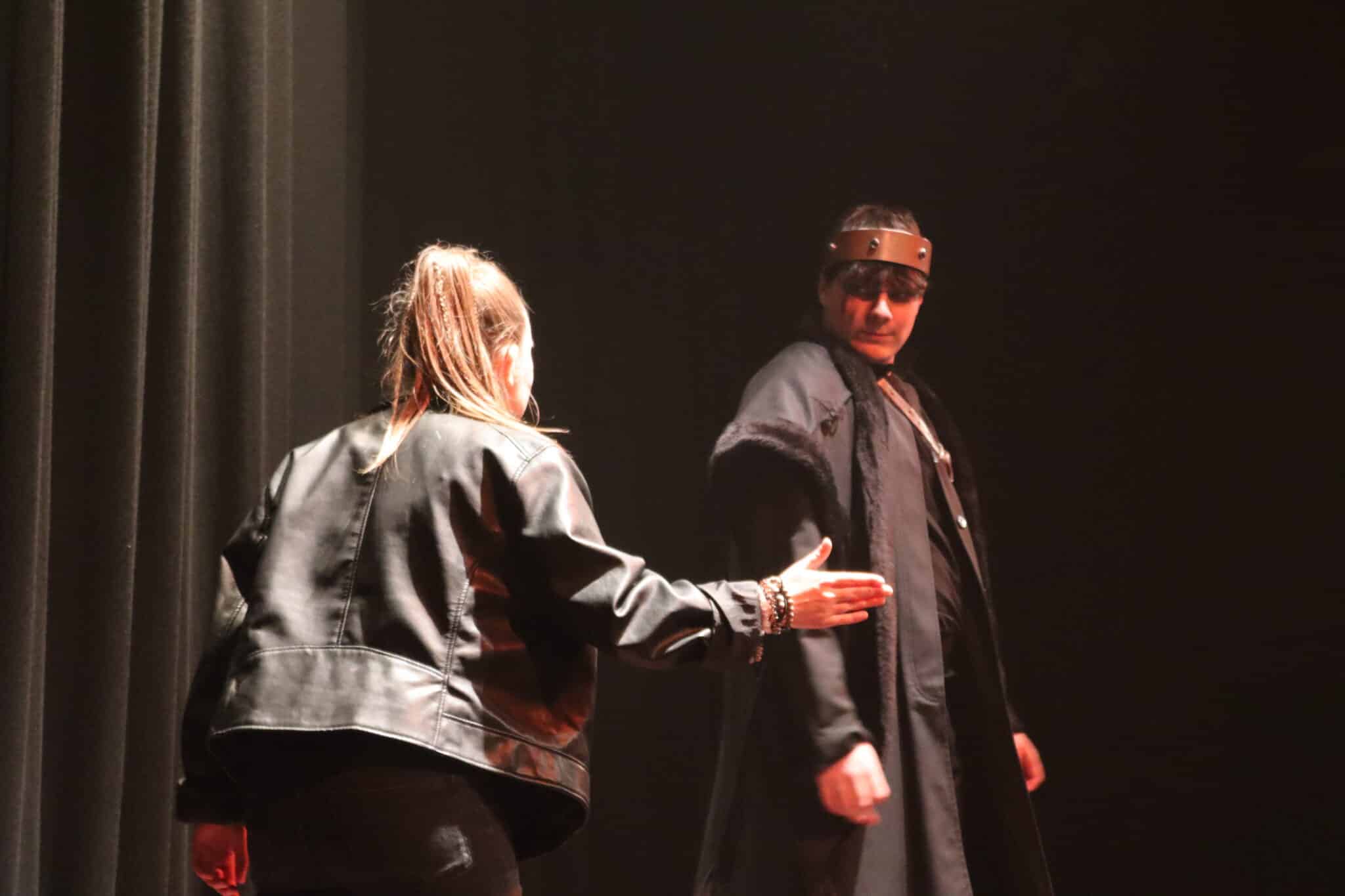 Two Stratford College actors arguing on stage